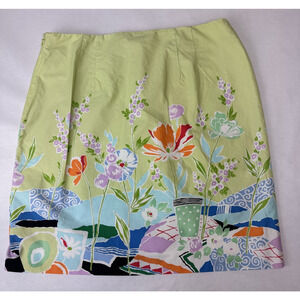 Vintage Cottagecore Talbots Skirt Cotton Garden Floral Grannycore Size 16